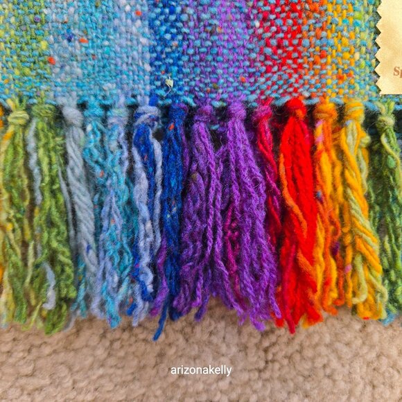 NWOT Handwoven Merino Wool Colorful Stripe Scarf Ireland - Picture 5 of 9